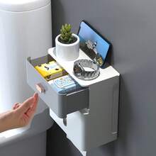 Hộp đựng giấy vệ sinh hai lớp treo tường, giá đựng giấy vệ sinh có ngăn kéo và nắp đậy, hộp đựng giấy vệ sinh treo tường phòng tắm. - Nhiều màu - Xem 5