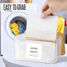 Laundry Room Storage & Organization Containers, Transparent Plastic Laundry Detergent Pods Storage Box And Dryer Sheet Canister (With Lids), Includes Labels For Detergent, Powder, Dryer Balls, Dryer Beads, Suitable For Dorm, Bathroom, Also Can Be Used As Room Decor - Multicolor - View 4