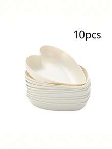6/10/11pcs Plastic Material Multi-Purpose Heart-Shaped Creative Serving Plates, With Storage Tray, Fruit Plate, Dessert Plate, Cake Plate, Snack Plate, Reusable, Suitable For Home Kitchen Birthday Party Holiday Gathering - Beige - View 7