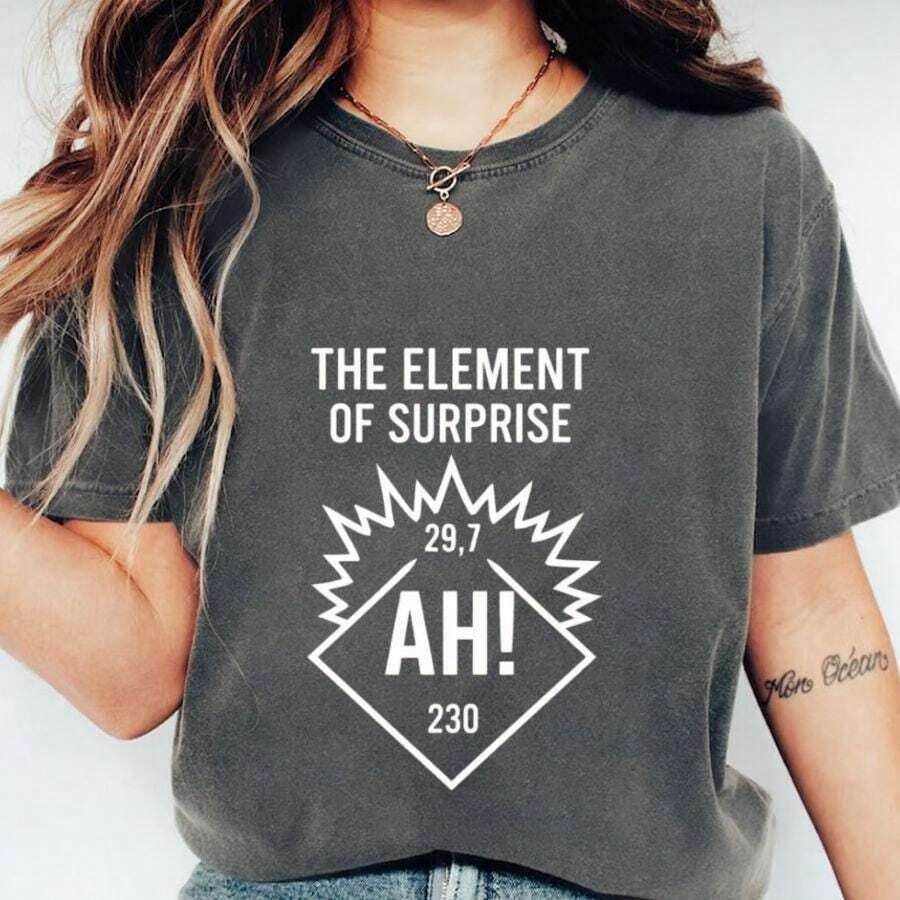 Project Hail Mary AH Element Of Surprise Red T-Shirt Chemistry Joke Tee Science Nerd Space Novel Gift Funny Astronaut Ph - 黑色 - 查看 1