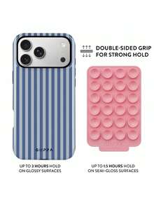 A Stylish Phone Case That Does Not Include A Lanyard Or Stand. GIIPPA 1pc Phone Case With A Misty Blue Striped Design, Compatible With 17 Pro, 16 Pro, 15 Pro, And 14 Pro. A Stylish And Interesting Korean-Style Phone Case, Compatible With 11/12/13/14/15/16 Pro Plus. A Stylish Design For Men And Women, A Great Gift For Girlfriends During Easter, Wedding Season, Or Birthdays. - 塵土藍2 - 查看 2