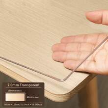 1pc PVC Heat-Resistant And Stain-Resistant Tablecloth, Suitable For Dining Table, Coffee Table, Office Desk, 2.0mm Thick Transparent Rectangular Table Cover - White - View 37