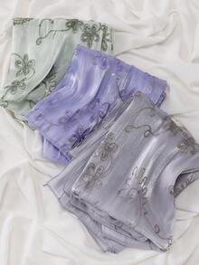 Khăn trùm đầu thêu hoa 3D trang nhã, màu trơn, chất liệu organza đính sequin, kiểu dáng thanh lịch, thích hợp cho áo Abaya, mùa xuân/hè, đi nghỉ mát, du lịch. - Nhiều màu - Xem 1