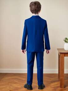 Boys Formal Blazer Only Single Breasted Suit Jacket Kids Wedding School Graduation Birthday Party All Occasions - Royal Blue - View 4