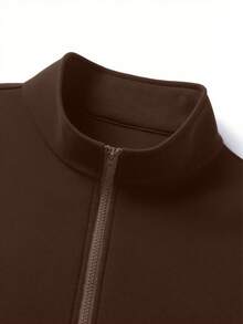 Sweatshirt Pullover Pria Model Terbaru Musim Gugur/Dingin, Gaya Jalanan Kasual, Bermotif, dengan Kerah Resleting dan Motif Cetak. - Coklat - View 3