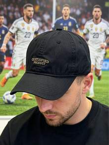 1 pieza Gorra de béisbol con bordado 3D de letra de fútbol de la Copa del Mundo, letra en inglés, lavada, estilo casual, adecuada para uso diario, relajada y de moda para mujeres, para deportes al aire libre. Gorra protectora del sol y del viento, para ir al trabajo, pasear, viajar, senderismo, pesca, también como regalo, playa, festival - gorra de béisbol CON - Ver 2