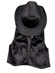 Children's Cowboy Style Kit – Hat + Vest With Fringe - Black/ Model 1 - View 12