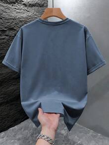 GRDR Men's Casual Round Neck Short Sleeve T-Shirt, Comfortable & Fashionable - Dusty Blue - View 3