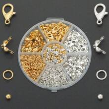 360 piezas/Caja Accesorios para hacer joyas, que incluyen 20 piezas de broches de langosta dorados y 20 piezas plateados, 30 piezas de terminales de cuentas, 30 piezas de cuentas de crimpado, 100 piezas de anillas de salto, adecuado para hacer joyas, cuentas, pulseras, collares, colgantes, suministros de manualidades DIY - Juego de accesorios (360 piezas) - Ver 4