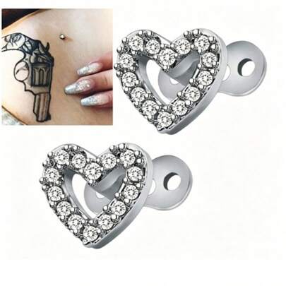 SENLANSP 两枚 14G 立方氧化锆皮下锚钉，一端一端为不锈钢材质，精致水晶微型皮下穿刺饰品，朋克风格个性化饰品，送给女性的礼物，低过敏性。