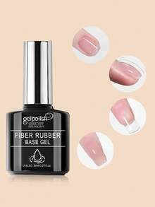 GELPOLISH 2件裝纖維橡膠底膠 透明橡膠底膠，用於加固/建構/強化/加強指甲，長效保護，可卸除，適合脆弱指甲，完美適用於居家DIY美甲 - 無色 - 查看 4