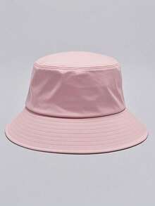 Unisex Solid Color Bucket Hat With Drawstring, Outdoor Travel Hiking Casual Lightweight Fashionable Sun Hat, Suitable For All Ages, Summer UV Protection,Beach,Holiday - Pink - View 2