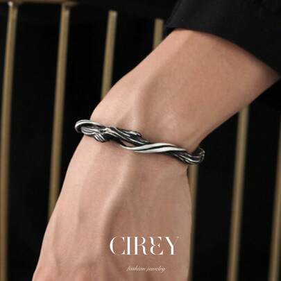 CIREY 1件复古编织浮木手链，不对称小众优雅风格，男士适用，适合作为节日礼物