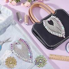 1pc 8.5x13cm Oval Claw Chain Crystal Tassel Decor - Sewing Crystal Applique DIY Craft Bridal Decoration Accessory For Women - Tassel - View 6