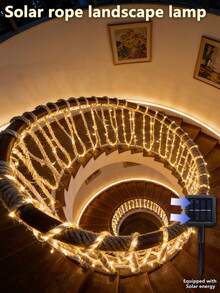 5m/10m Upgraded Solar Powered Vintage White Rope Lights, Natural White Rope LED String Lights, Waterproof Outdoor Solar Rope Lights, Suitable For Arches, Columns, Trees, Fences And Various Scenarios - Solar Rope Light - View 4