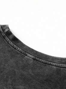 Y2K Vintage Washed Cotton Pattern T-Shirt Casual - Black - View 3