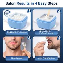 3-In-1 Mini USB Heated Wax Warmer For Eyebrow, Ear, Face, Bikini, Underarm Hair Removal, Compact For Home & Travel Use - 淺藍色 - 查看 5