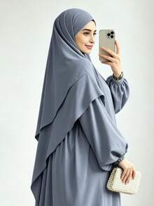 Bộ 2 món: Khăn trùm đầu Khimar + Áo choàng Abaya, rộng rãi và thoải mái, tiện lợi, trang phục Hồi giáo phù hợp cho phụ nữ mặc hàng ngày, cầu nguyện, mọi mùa. - Nhiều màu - Xem 8