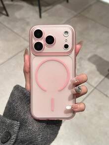 1pc Soft Frosted Matte Case Compatible With IPhone 17, 16 Pro Max, 15, 13, 14, Transparent Anti-Fall High-End Protective Cover - Pink - View 2
