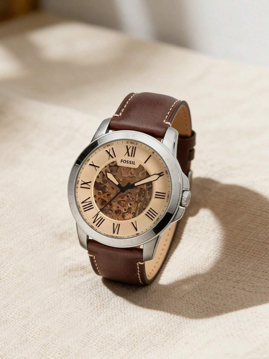 FOSSIL Stainless Steel Everyday Commute Essential Watch, Minimalist & Fashionable ME3122 - Silver and Brown - View 1