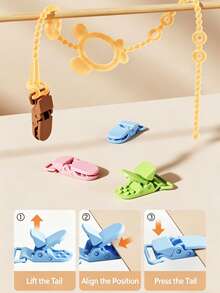 1 pieza Cadena anti-pérdida de chupete de bebé de silicona, correa de chupete, clip de chupete de silicona elástica, apta para biberones, chupetes, mordedores de bebé - Multicolor - Ver 7
