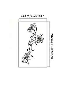 Hình xăm tạm thời chống thấm nước, thiết kế hoa văn gợi cảm, hình xăm giả bán vĩnh viễn không phản chiếu, bền lâu, phù hợp cho cả nam và nữ, trang trí eo và cánh tay, món quà lý tưởng, quà tặng cho phái nữ, hình dán nghệ thuật cơ thể thời trang. - màu đen - Xem 5