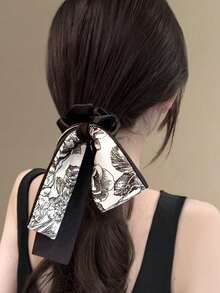 1个丝带卷曲发箍，优雅低马尾发饰，女士发带，弹性发箍 - 彩色 - 查看 3