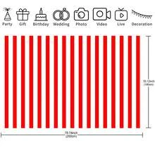 1 Peça Painel de Bottom para Festa com Tema de Listras Vermelhas e Brancas (210 x 150 cm / 180 x 135 cm / 150 x 100 cm / 100 x 70 cm), Pano de Bottom para Festa com Tema de Circo, Decorações para Festa de Aniversário, Decoração de Bottom para Reunião - Multicolorido - Visão 13