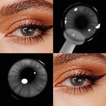Lalens Aurora Gray 1副半年抛型软水凝胶自然亮白图案小瞳孔隐形眼镜 14.2mm 高显色度 舒适 适合浅色和深色瞳孔，学生日常佩戴 - 極光灰 - 查看 11