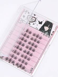 48pcs Natural Single Cluster Self-Adhesive False Eyelashes - Transparent Lash Stems, Natural Curly Camellia False Eyelashes, Segmented Design For Easy Application, Suitable For Daily, Commute, Party And Date Occasions - C - Xem 6