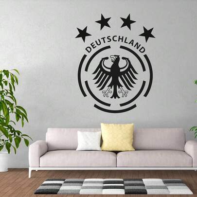 Hình dán tường chủ đề World Cup 2026, hình xăm logo đội tuyển Đức vô địch thế giới, huy hiệu quốc gia.
