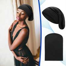 Twistover 2 Pcs Jumbo Dreadlock Cap Hair Dreads Head Wrap Loc Wraps For Dreads Hair Accessories For Men Women Sleeping (Black,Black,12 Inches) - 顏色A - 查看 5