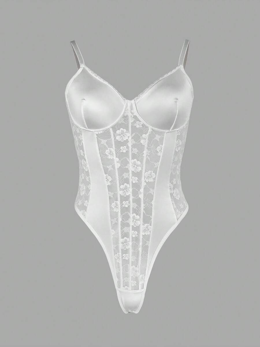 White Lace Belted Jumpsuit, Versatile Casual Beachwear - White - View 1