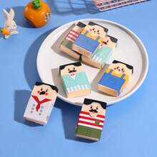 2pcs Random Funny Portrait Erasers - Quirky, Clever, Cute Cartoon Design Stationery Erasers For Students - A - View 5