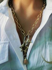 1Pc Women's Necklace With Diamond Heart, Star And Teardrop Pendants & Assorted Clasps. Exquisite Stylish Accessory Favored By Ladies. - Multicolor - View 8