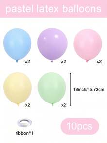 10/15/30/50个大号马卡龙色气球，18/12/10/5英寸圆形乳胶气球，适合迎婴派对、生日派对装饰 - 彩色 - 查看 18