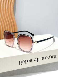 1pc Unisex Geometric Polygon Colorblock Elegant Metal Decor Y2K Sweet Retro Street Boho Fashion Glasses, Vacation - Multicolor - View 4