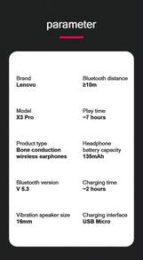 Auriculares Bluetooth Lenovo nuevos, auriculares inalámbricos de conducción ósea, sonido HiFi, auriculares deportivos para correr, modo de juego, control de volumen, audio HD, auriculares Bluetooth Lenovo originales. - Ver 10