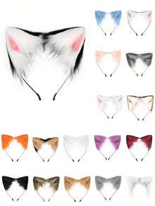 1pc Faux Cat Ear Headband, Cute Fluffy Fox Ear Cosplay Accessories, Anime Ear Decor For Party Stage Performance, Fox Ear Headpiece Halloween - A - View 11