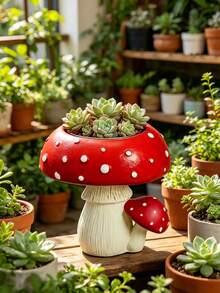 1 Set Mushroom Shaped Flower Pots, Suitable For Desktop Decor, Home Decor And Outdoor Use. Creates A Rustic Atmosphere, Excellent Mother's Day Gift For Her - A - View 7