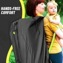 Bolsa de almacenamiento para coche de bebé de gran capacidad de tela Oxford 420D, que puede usarse como mochila o bolso de mano, con cubierta antipolvo y material resistente al agua. - Negro - Ver 3
