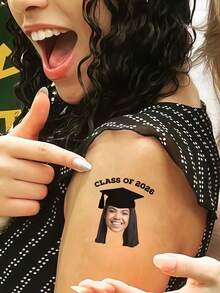 10/20/30/60pcs Temporary Tattoos, Customized Face Tattoos, Graduation Tattoos, Graduation Party Favors, Graduation Party, Customized Photo Tattoos, Graduation Temporary Tattoos, Class Of 2026, Valentine's Day Gift, Couple Photos, Christmas Gift, Home Decor, Decorations, Personalized Gift, Custom Gift - Multicolor - View 6