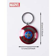 Marvel 1个漫威复仇者联盟官方授权合金钥匙扣，美国队长盾牌3D立体造型，包夹挂件，动漫人物钥匙扣，动漫收藏品，开云集团背包装饰，生日礼物 - 彩色 - 查看 3