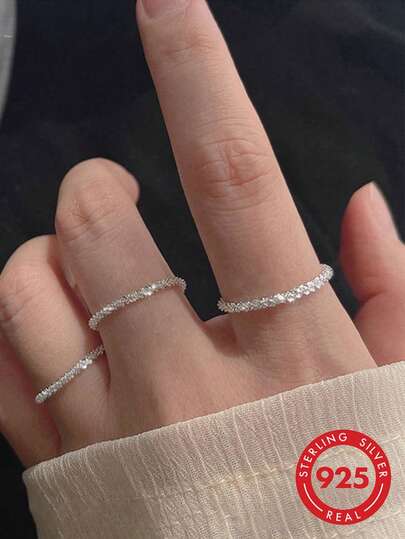 BALMORA 1pc Fashionable Minimalist Sterling Silver Ring For Women For Daily Decoration