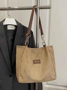 Bolso de mano de gran capacidad para mujer, nueva bolsa de hombro versátil y de moda para ir al trabajo - Caqui - Ver 7