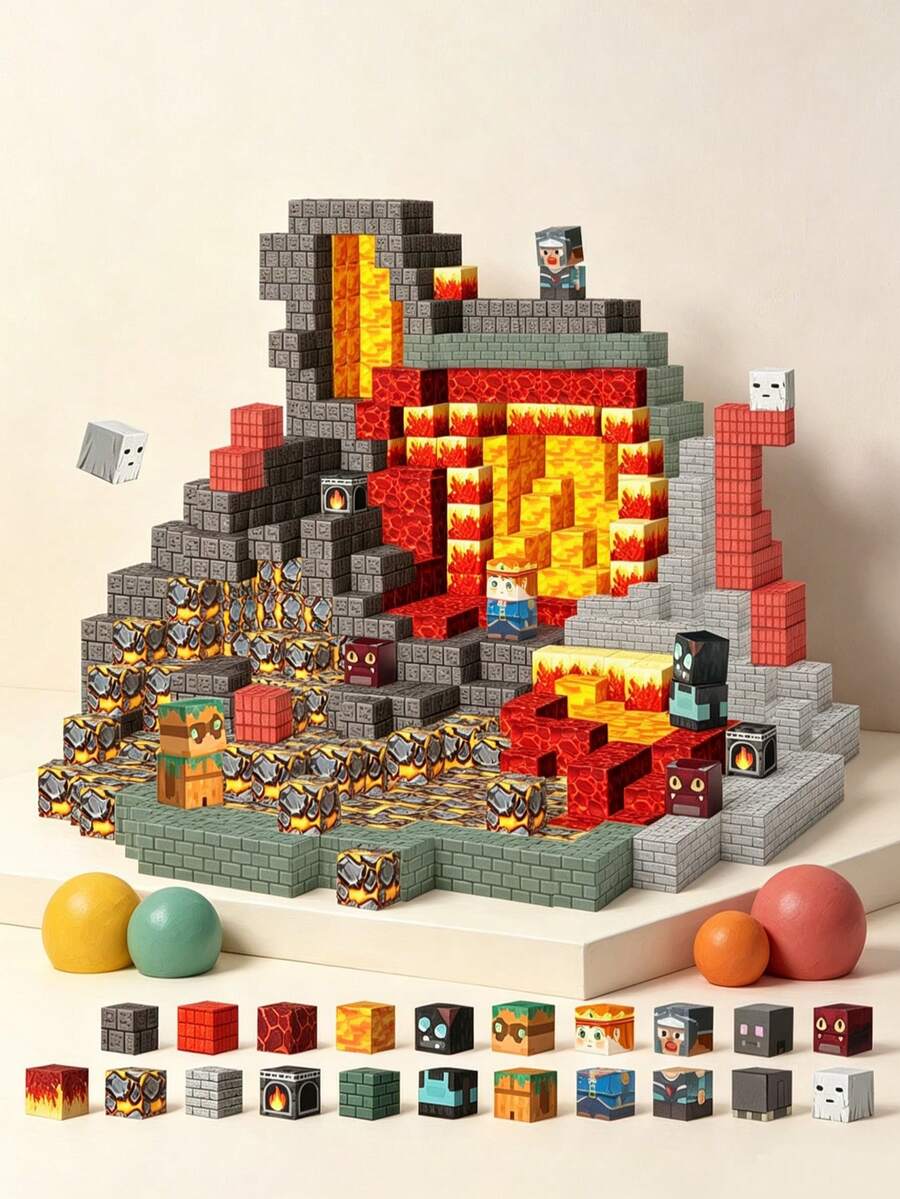 Magnetic Blocks - Lava Ember STEM Magnetic Building Blocks For Kids Ages 3+ 80/150/200 PCS Creative 3D Construction Set, Educational Birthday/Back-To-School Gift For Boys & Girls - Multicolor - View 1