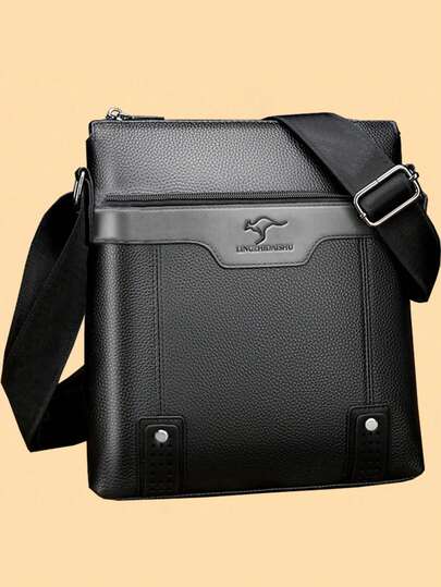 Multifunctional Multi-Pocket Leather Sling Bag For Men, Water-Resistant Business Shoulder Bag, Lightweight Casual Crossbody Bag For Office Commute Travel, Multi-Color Option