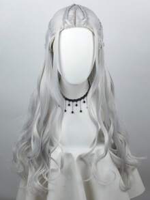 Tóc giả dài 30 inch dạng sóng tổng hợp, thích hợp cho lễ hội Halloween, cosplay dành cho phụ nữ, lấy cảm hứng từ trò chơi. - Màu Xám nhạt - Xem 1