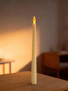 1pc Realistic Retro Candle, New Design Hotel Romantic Candlelight Dinner Decor Light, LED Cone Long Stem Plastic Candle Prop Lamp, Suitable For Multiple Occasions - 錐形桿蠟 - 查看 10