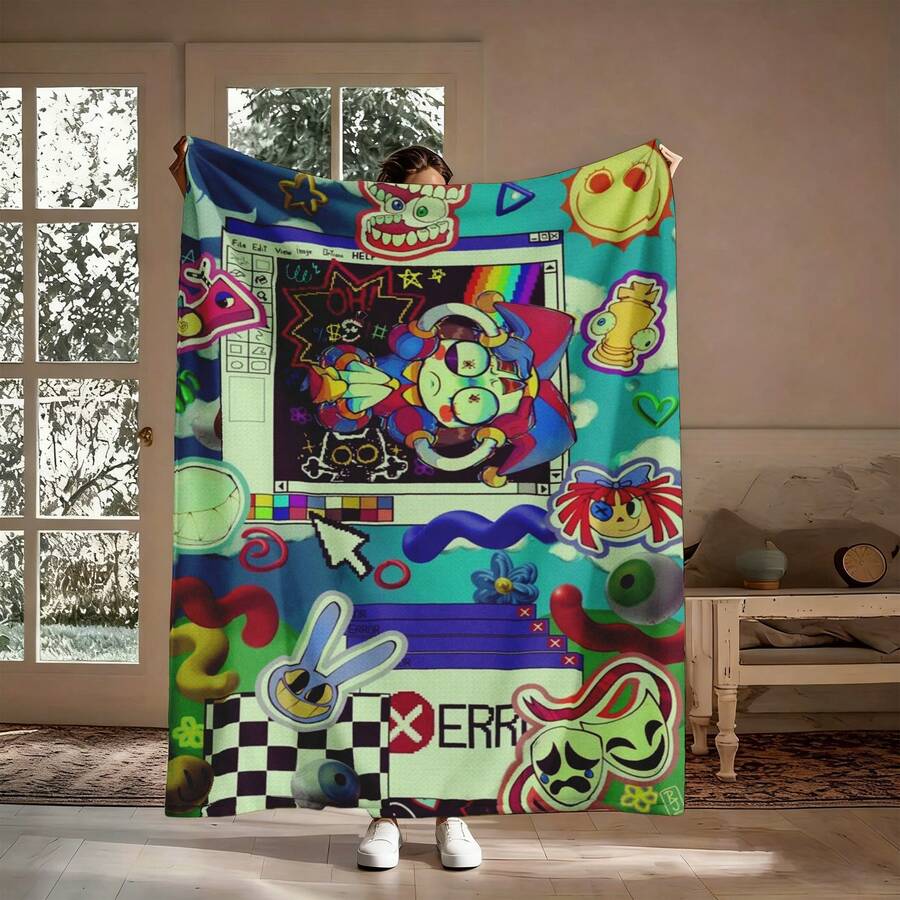1pc The A-Amazing D-Digital Anime Circus Cozy Super Soft Flannel Blanket, Funny Game Theme Warm Throw Blanket For Living Room, Home Decor, Teacher Appreciation Gifts, Mothers Day Gift, Room Decor, Graduation 2026, Home Decor, Mothers Day Gifts Women, Throw Blanket, Graduation Gifts, Tapestry, Room, Bedroom Deccor, Decor, Gifts For Boys And Girls, Ultra-Soft 280GSM Sizes 30x40 To 60x80. ﻿ - Multicolour 14 - 查看 1